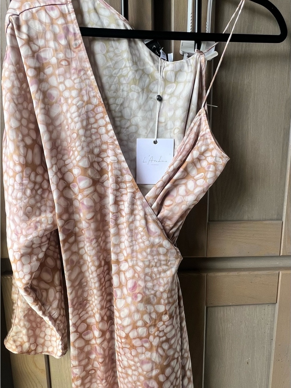 L'Academie One-Shoulder Dress in Blush Beige Print Size Small
